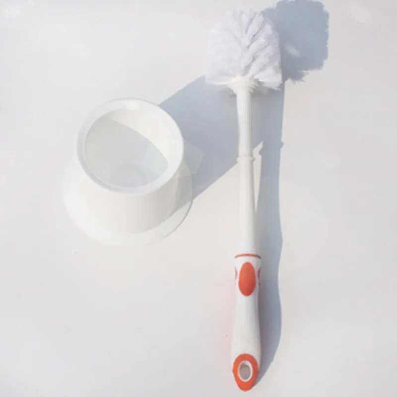 Plastic toilet cleaning brush with round stand