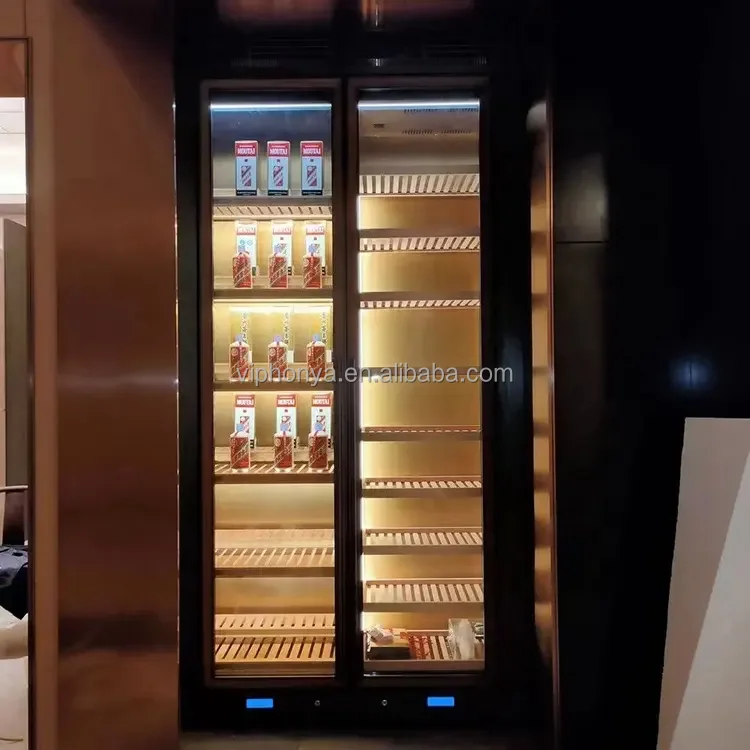 New Style Built In Storage Wine Caller Furniture Bar Temperature Controlled Wine Rack Cabinet with Cigar Drawer