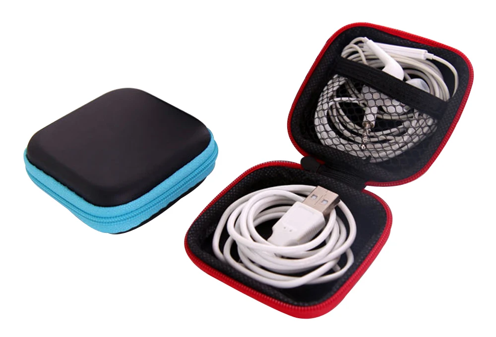 Earbud Case Earphone Carrying Case Portable Small EVA Storage Bag for Small Earbuds Mini Headset USB Cable Adapter TF Card