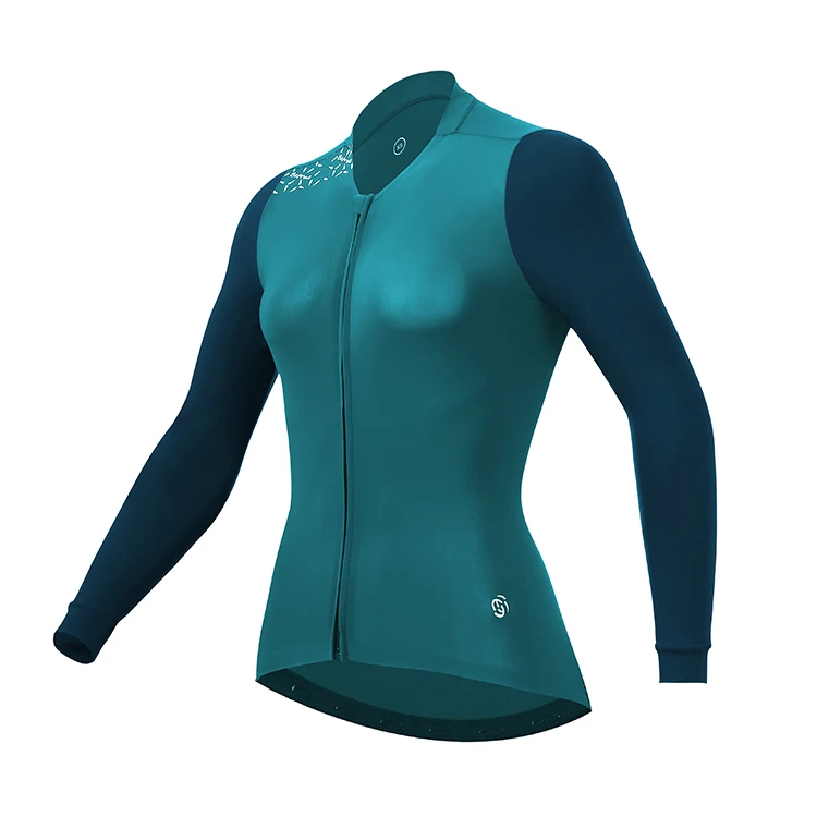 Women Cycling Jersey Race Fit Predyed Soft Touch Fabric Long Sleeve Cycling Shirt