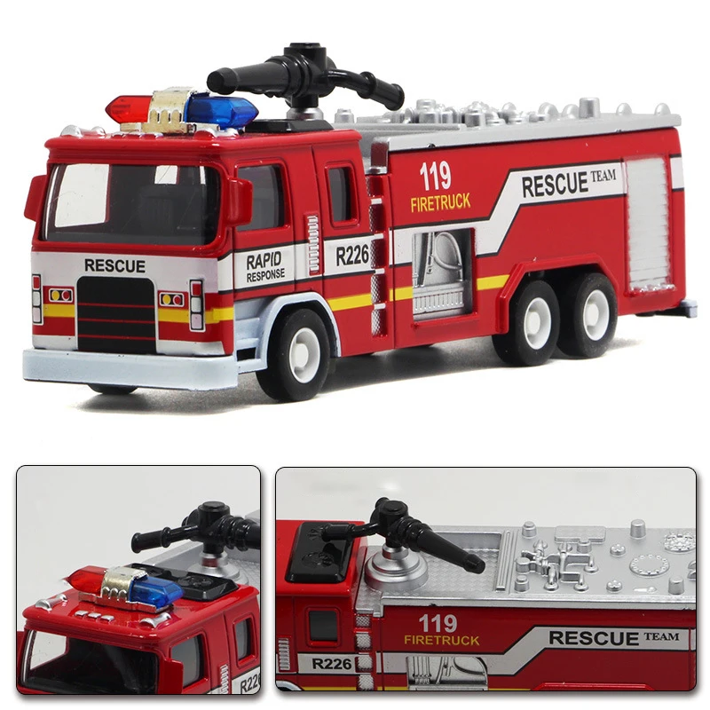 Friction Diecast Toy Vehicles Simulation Fire Truck Stretchable Die cast Truck Model Toys Truck Model Rescue Fire Engine Car Toy