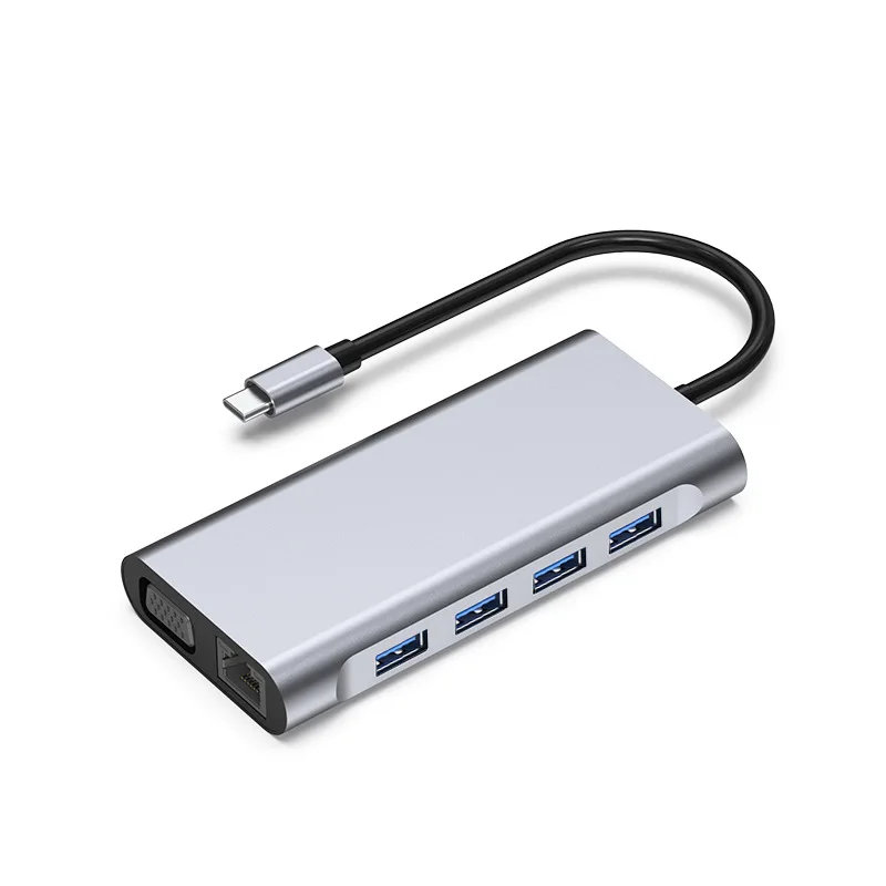 11 In 1 Multiport USB3.1 Type C To Hd-mi ++VGA+USB-A+PD+SD Card+MicroSD+Ethernet usb Hub Adapter for Macbook Series