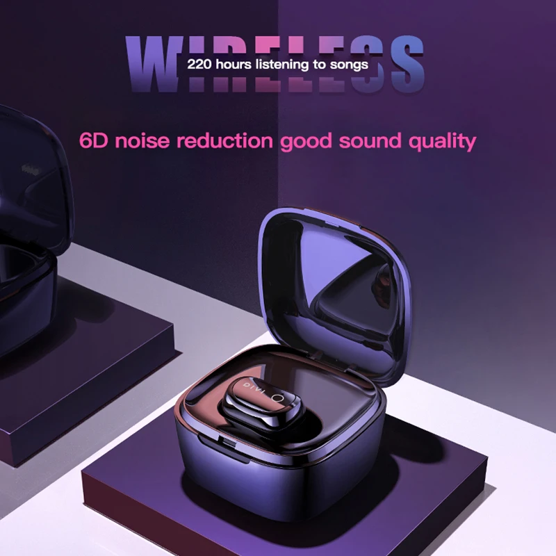 DIVI Mini Wireless Earphone Hidden Invisible Luxury Single Wireless Earphone With Charging Case