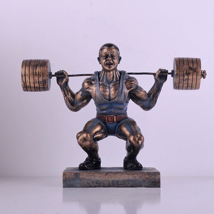 Polyresin Weightlifting sculpture Oscar statue with custom logo trophy