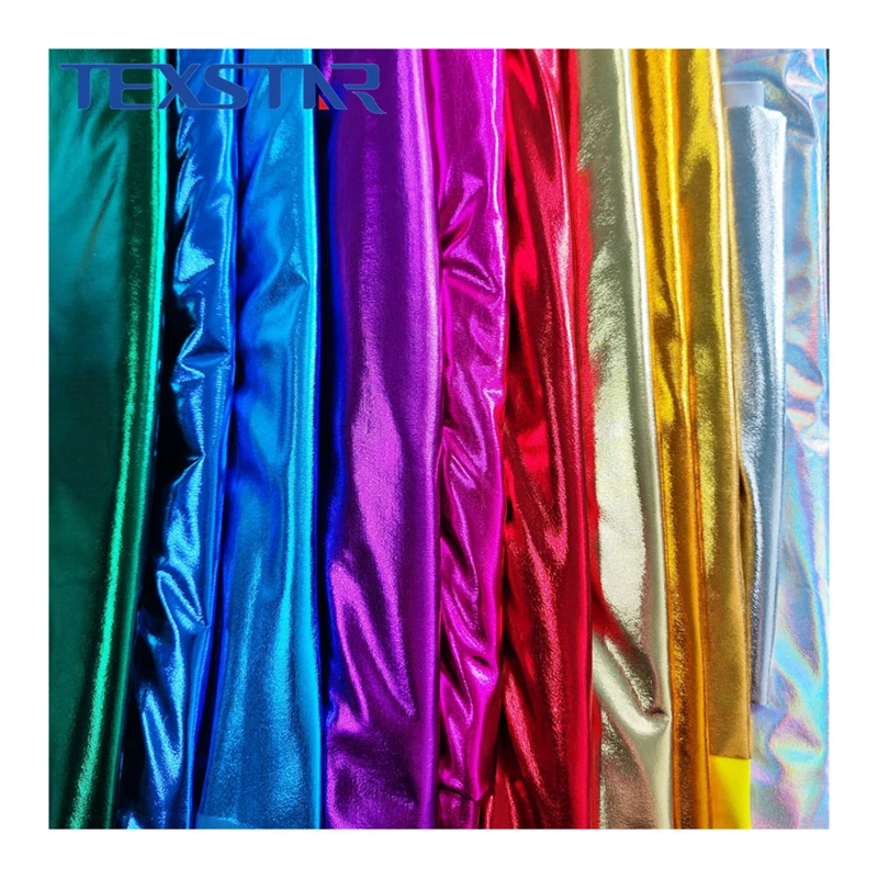 2 Way Stretch  Polyester Spandex fabric with colorful full foil printed for stage garment diy dress cosplay garment