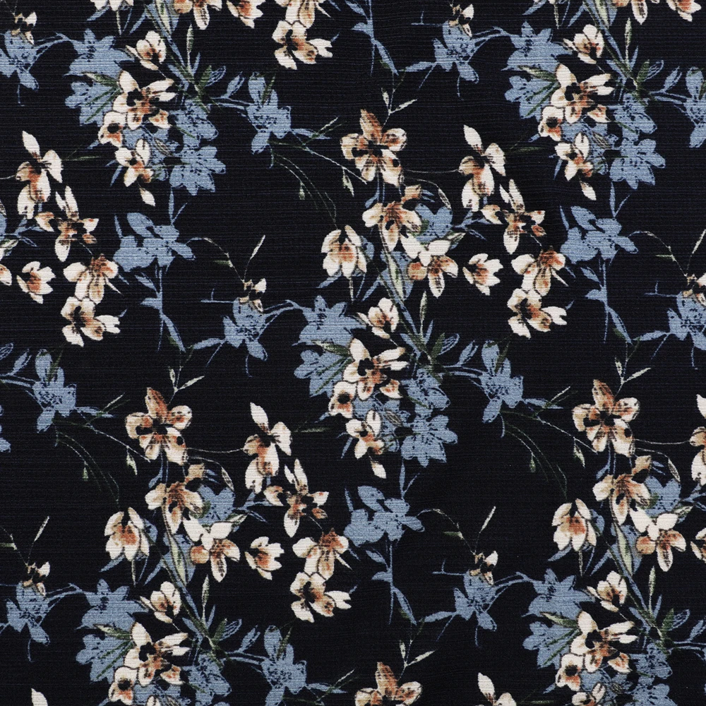 Casual design fashion custom printing floral knit rib jersey polyester spandex fabric