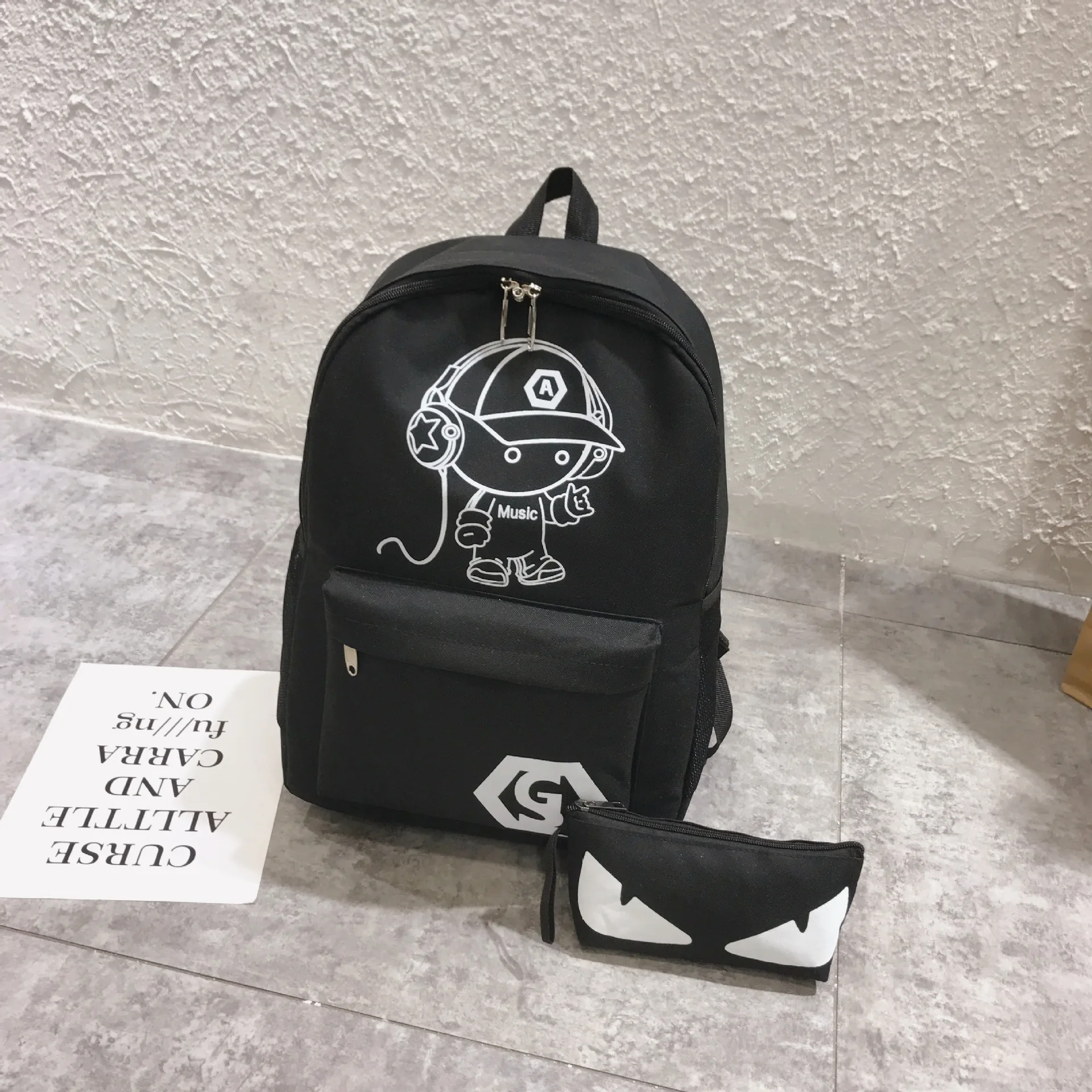 Student Luminous Animated Backpack Laptop Backpack With USB Connector Anti-Theft School Bag With Lock