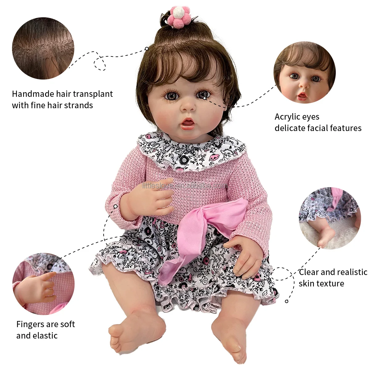 Wholesale 22inch Lifelike Soft Full Body Silicone Doll Erin Vinyl Newborn Baby Girl Reborn Baby Dolls For Kids