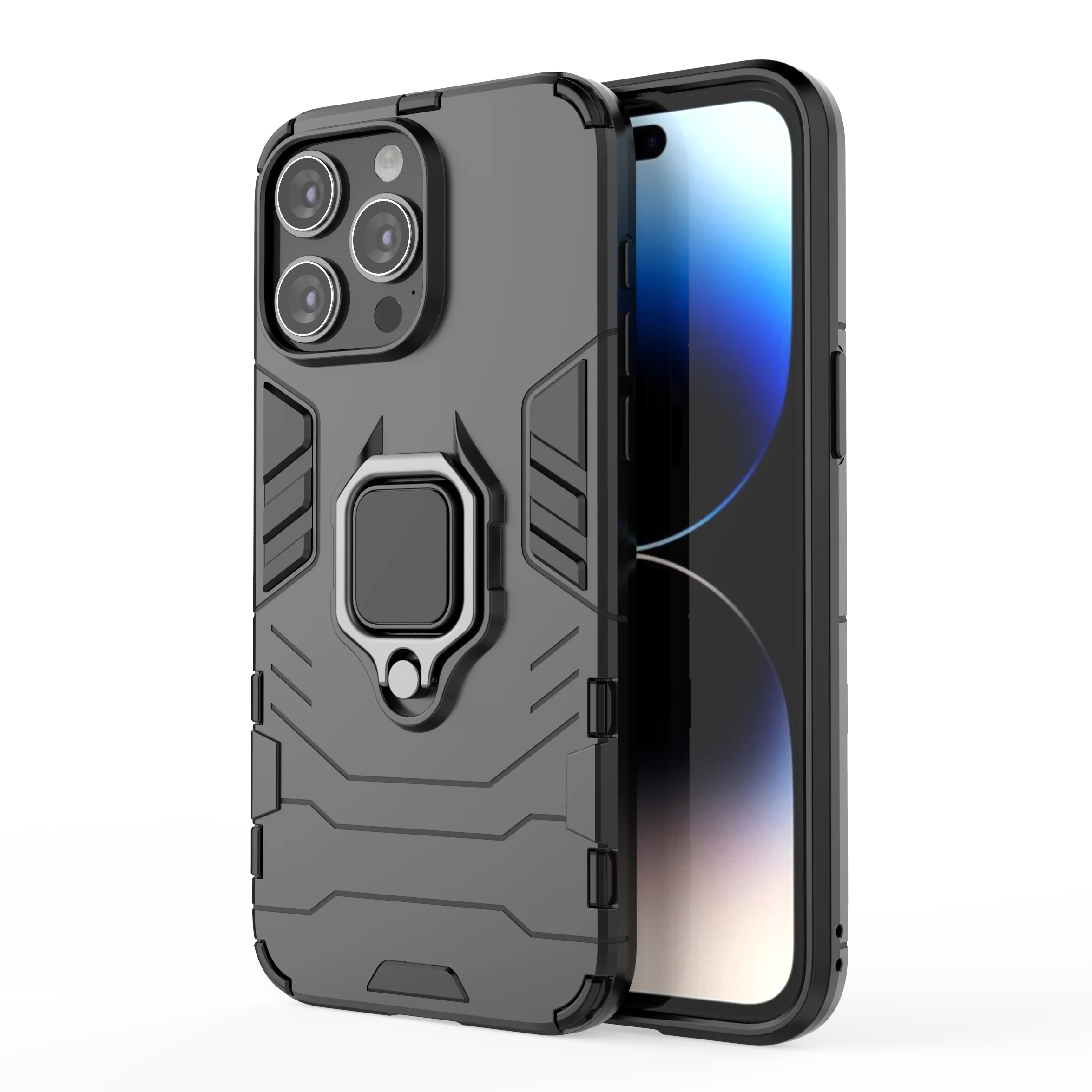 Heavy Duty Case Back Cover For Iphone 15/15 Pro/15 Promax Holder Shockproof Phone Case With Ring Support