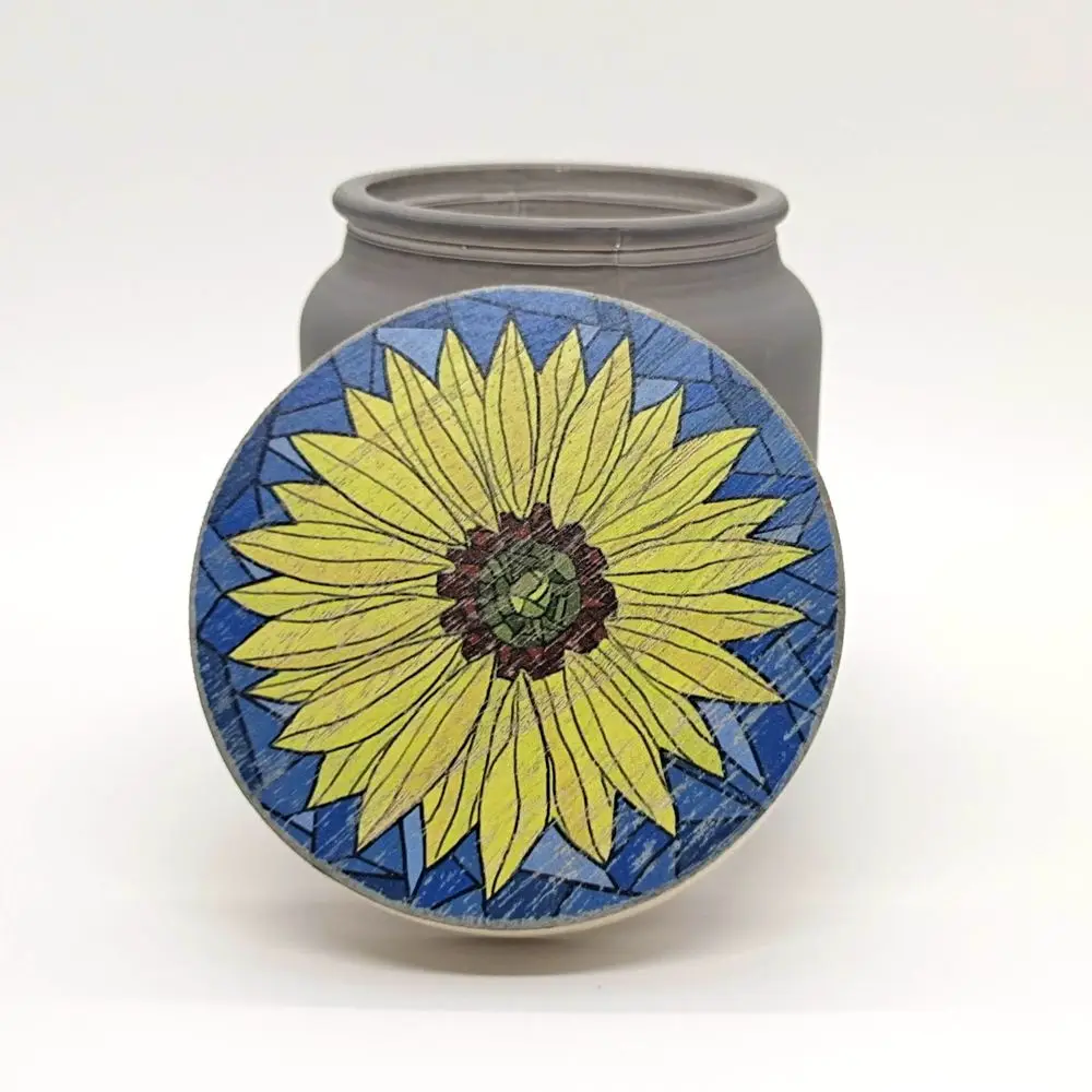 Food Grade Luxury Design Color Printed110*20 mm Spice Jar Bamboo Lid For Amber  Glass Candle  8oz Jars And Cups