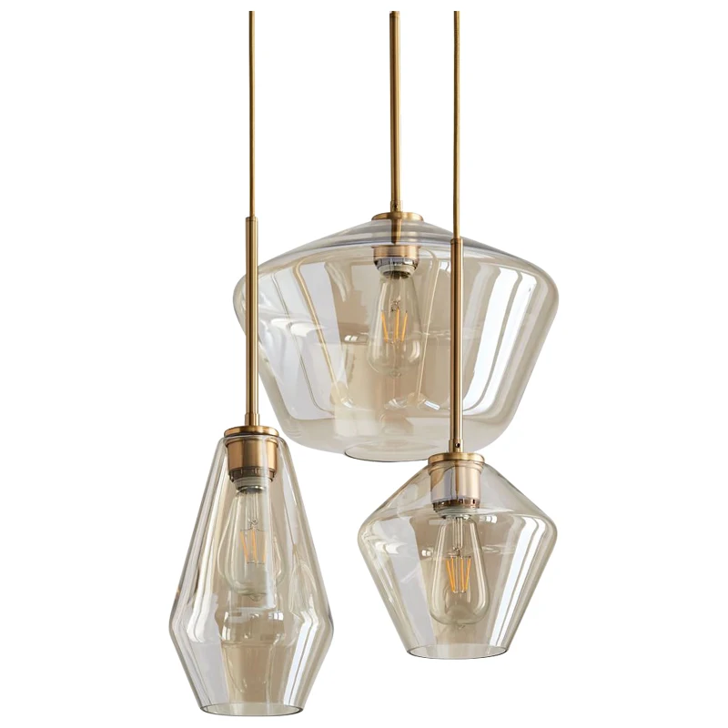 american style edison bulb glass pendant light round hanging lamp  D9398-3