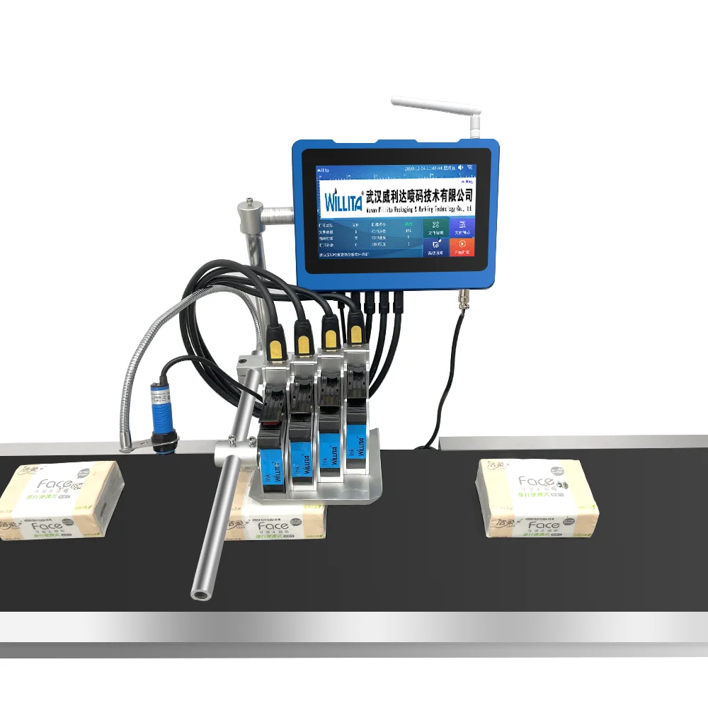 Willita 12.7mm 4 Heads Online Tij Inkjet Printer Variable Data Max 50.8cm Print Height Large Character Inkjet Printer