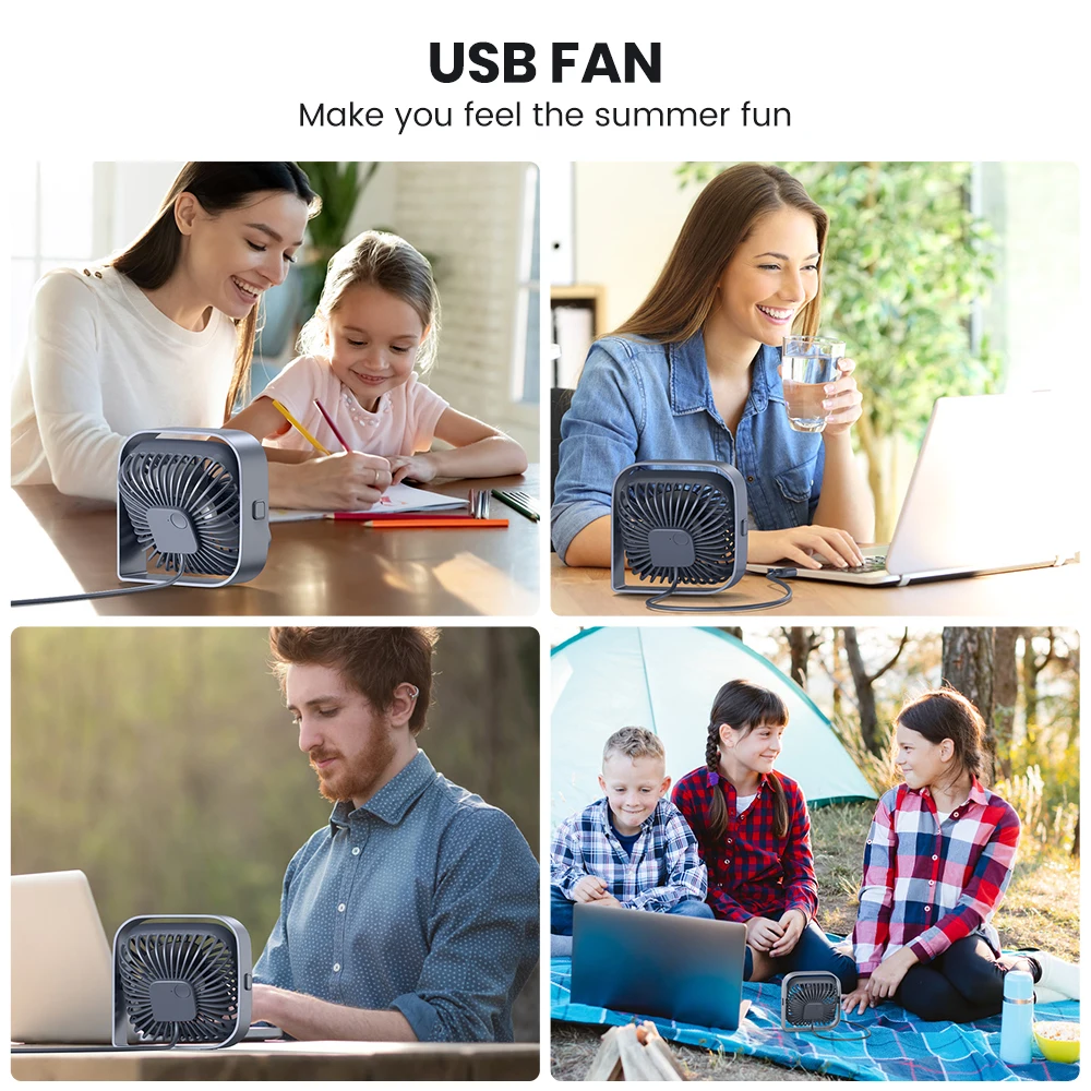 TOPK K50 2024 New Design USB Mini Table Fan Mute Large Wind Low Noise Desktop Fan Mini Fan