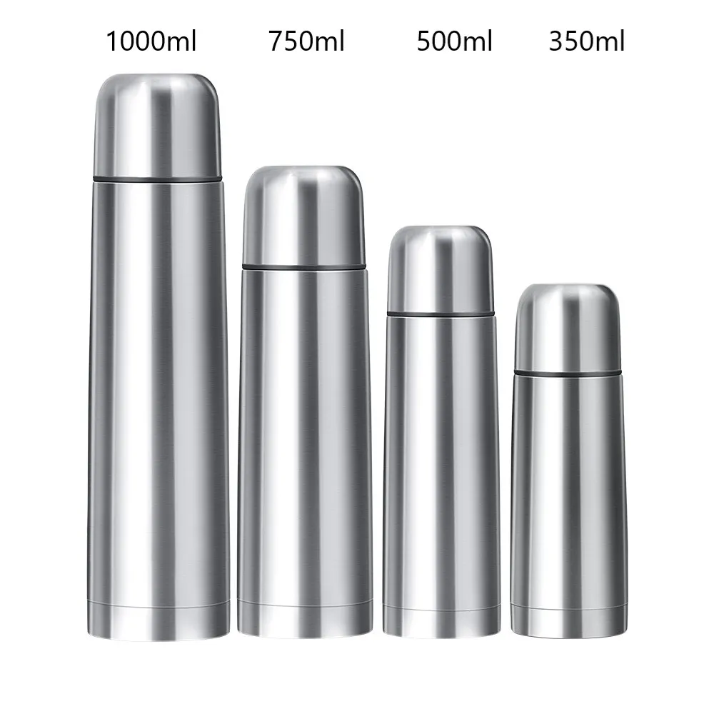 Large capacity keep warm/cold bullet shape vacuum stainless steel flask water cup thermal thermos bottle with cup lid