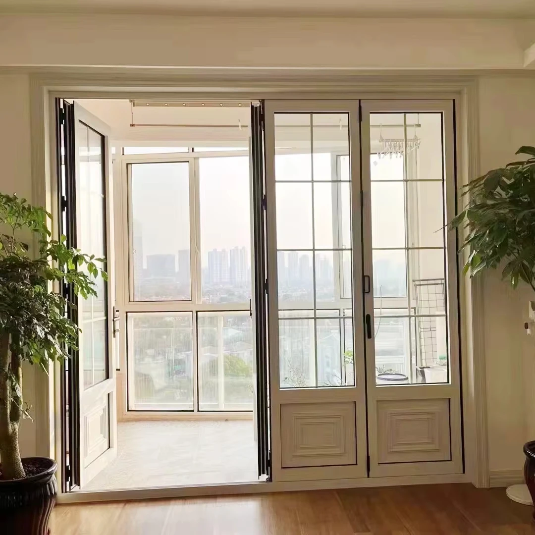 Factory Price High standard Room Dividers Glass Accordion Metal Bi Folding Doors