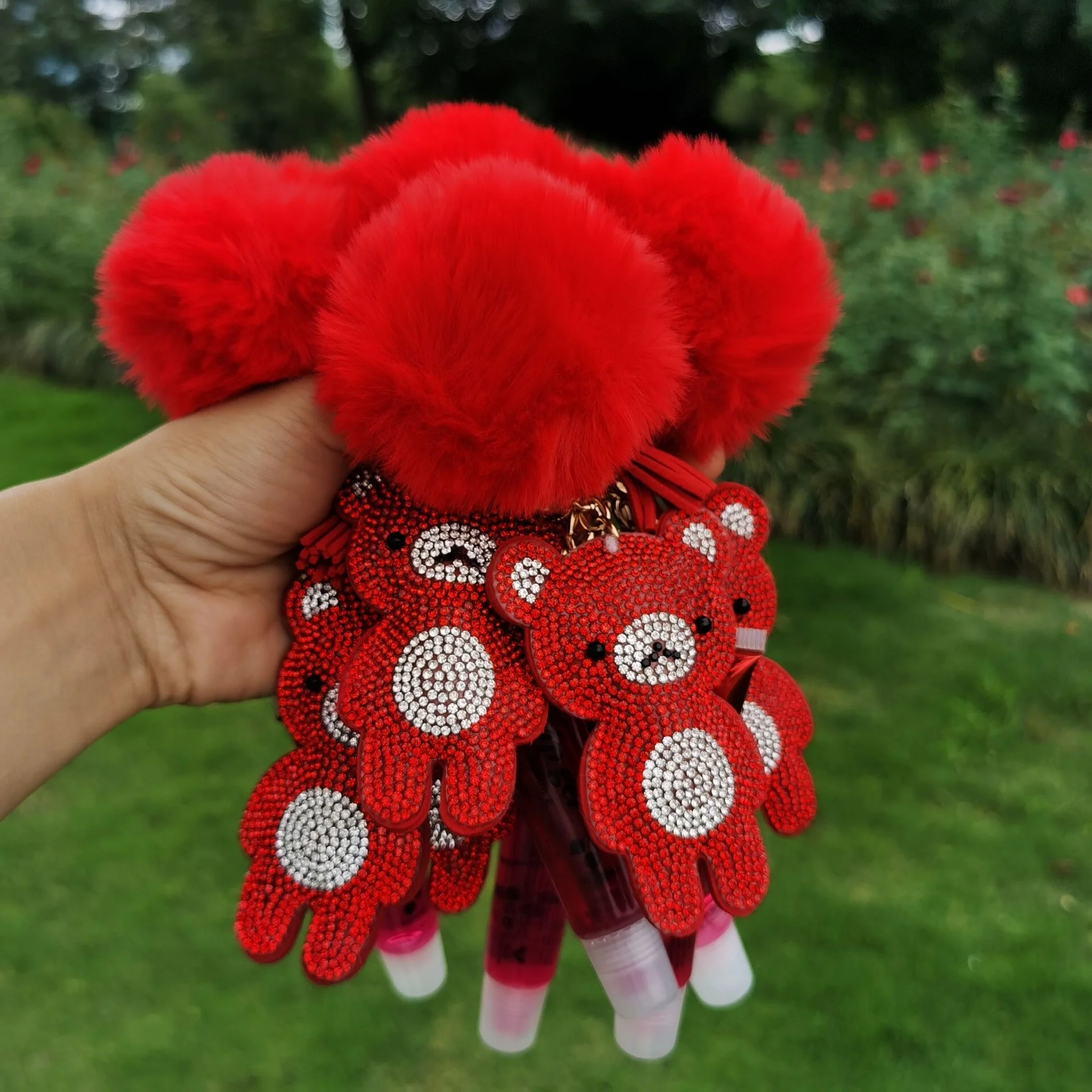 2021 Lipgloss Base Oil Private Label Clear Custom Kids Strass Rhinestone Bear Keychain No Brand Box Make Your Own Line Lip Gloss