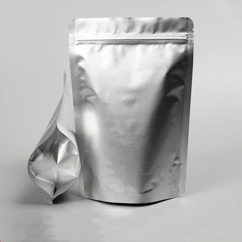 Stand Up Small Mylar Zip lock Blank Aluminum Foil Silver Zipper Plastic Bag Food Coffee Tea Packaging Pouch With Zipper