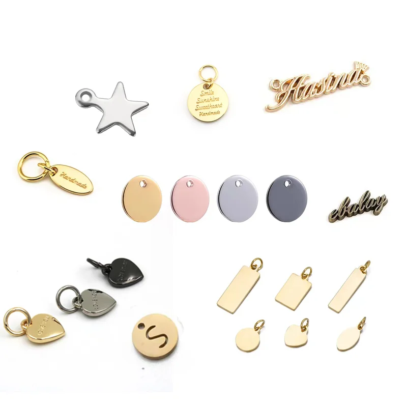 Любая форма металлическая бирка пользовательские ювелирные изделия бирки с логотипом на заказ