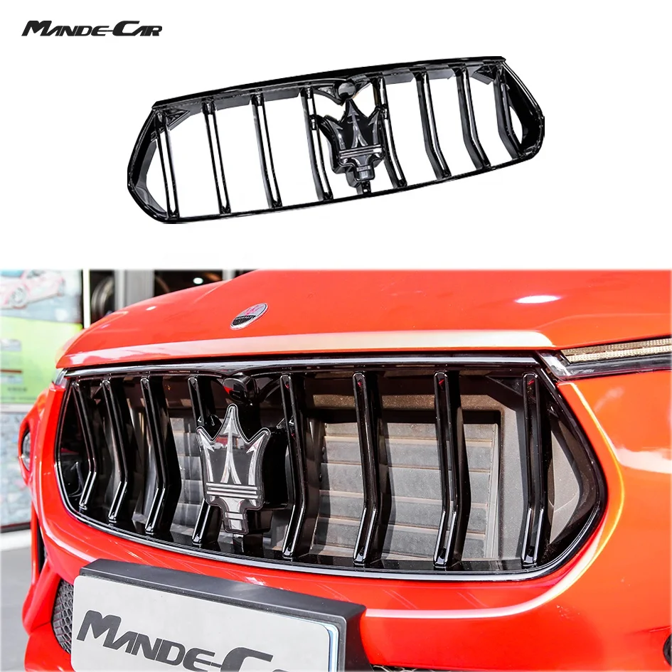 
GTS Front Grille Assembly Trofeo Car Front Mesh Grille Strips Trim with The Trident Logo For Maserati Levante Car Accessory 