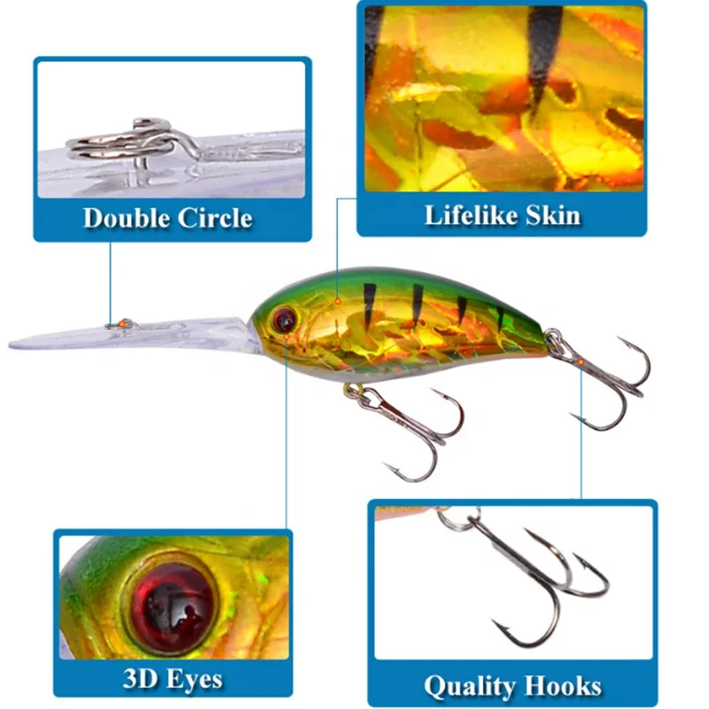 Wholesale Hard Bait Fishing Tackle High Quality Fancy Long Lip Deep Diving Crankshad Fish Bait