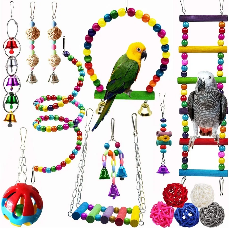 Joysing High Quality Safe Wood Bird Toys Perch and Ferrule for Parrot Chewing High End Pet Toys
