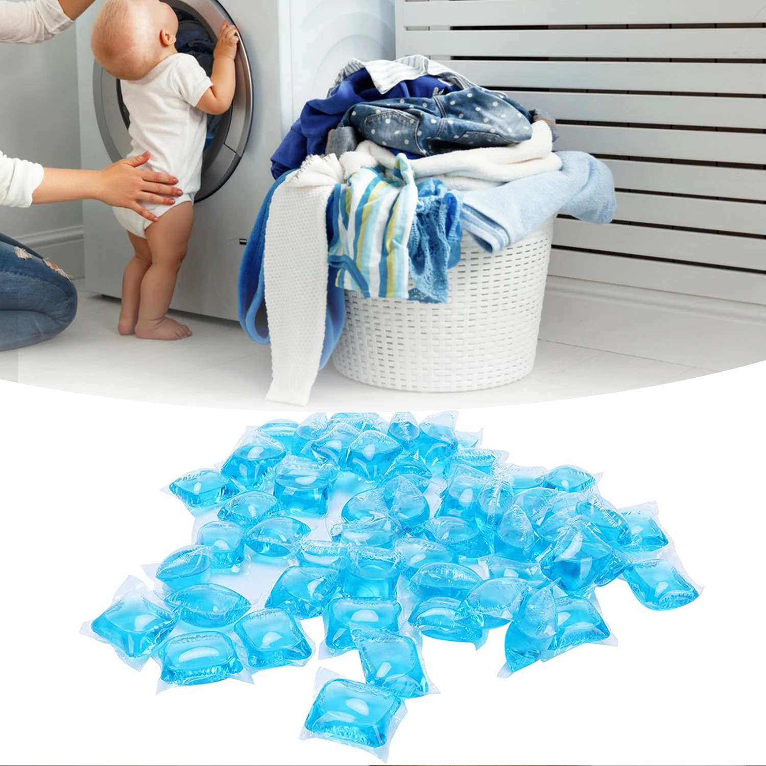 8g Laundry Washing Cleaning Beads Capsules for Home Travel Washing Cleaning Supplies (Deep Blue Ocean