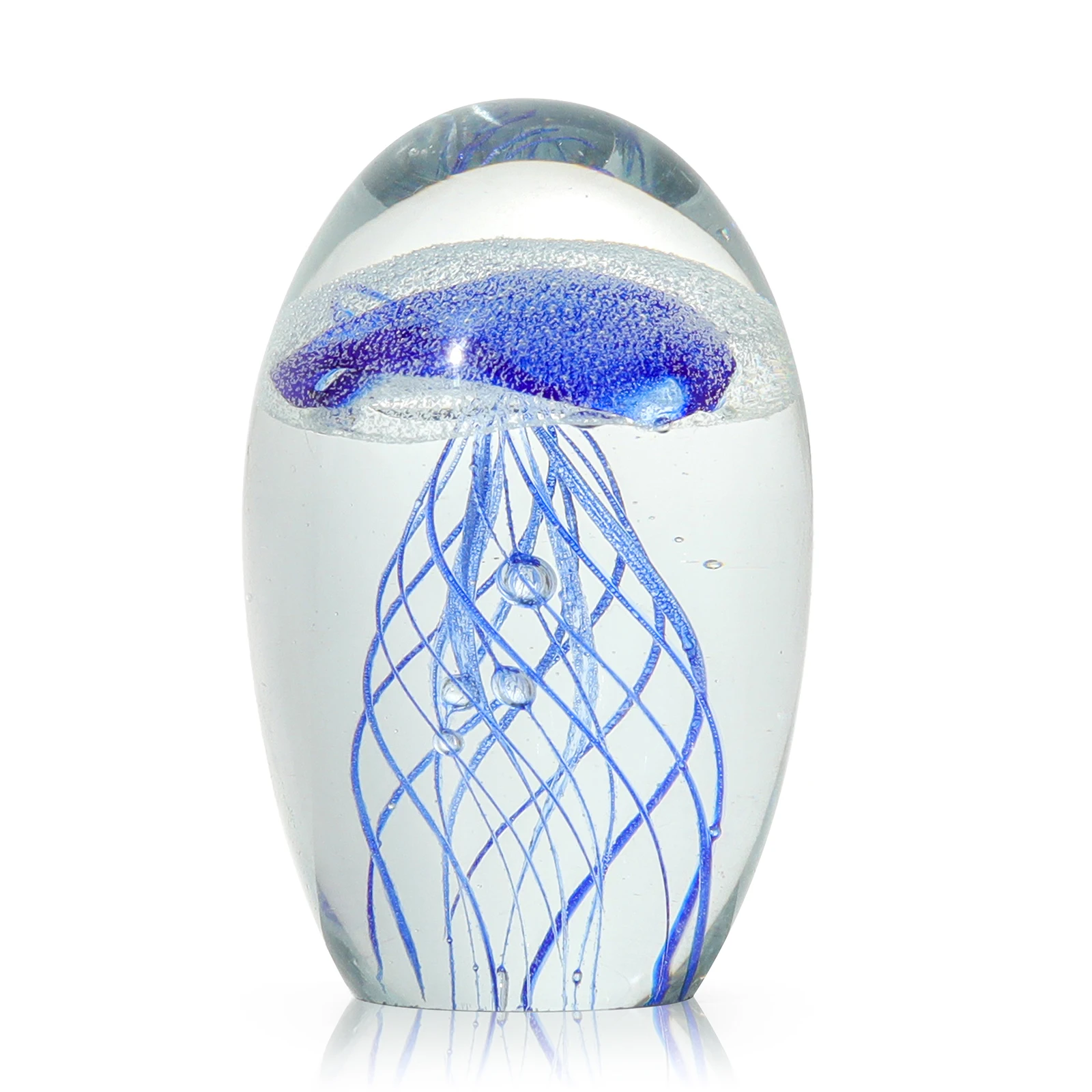 Glass Crystal Jellyfish Figurine Ornament Sea Animal Ornament for Birthday Gift Office Glass Paperweight for Desk