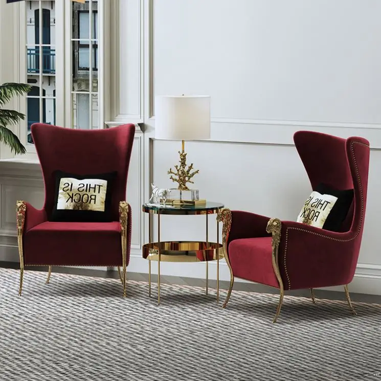Luxury Living Room Vanity Chair Bedroom Restaurant Furniture Set Wingback Velvet Accent Arm Chair