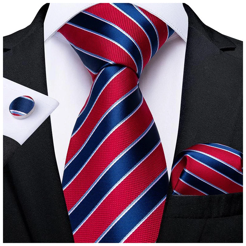 Dropshipping Premium Red Blue Striped Neckties Wholesale Mens Tie Silk Neck Ties