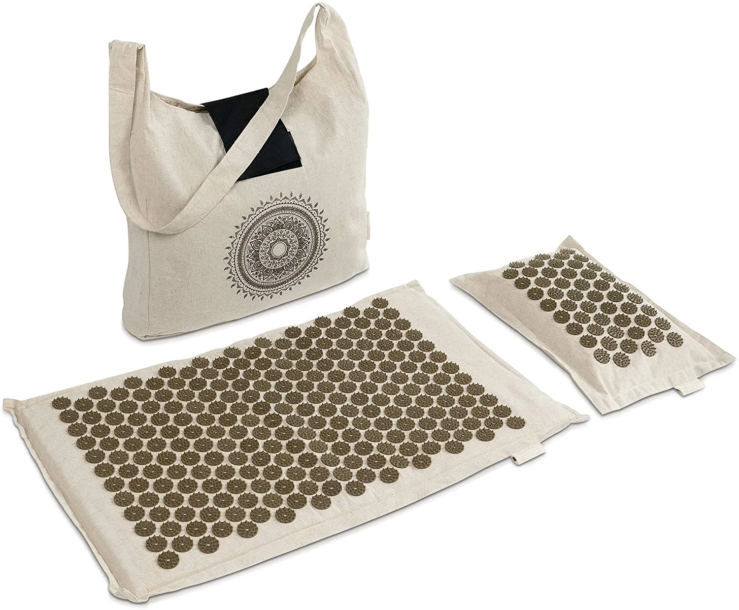 
Large Acupressure Mat and Pillow Massage Set with Pouch Tote Bag 