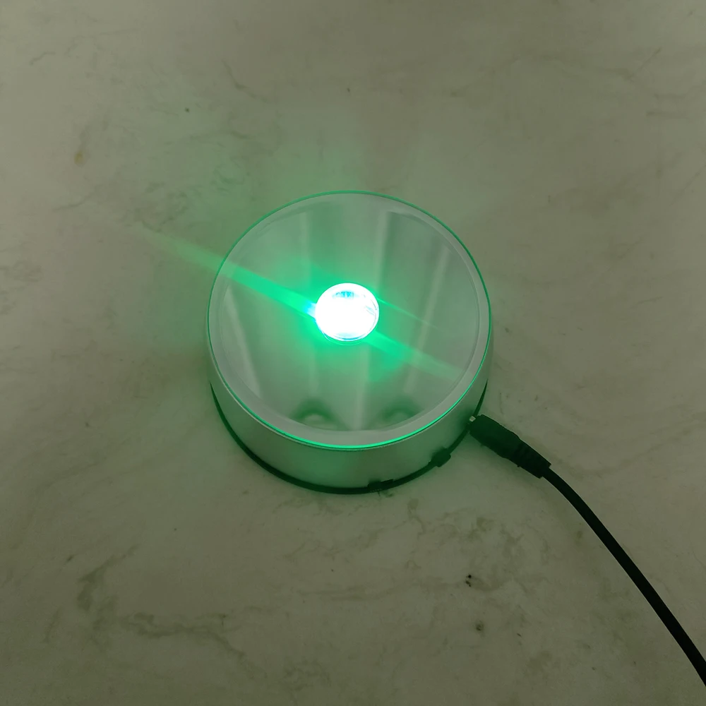 EU adapter 9cm crystal Rotating led light stand base for Glass Cube 4 SMD RGB color changing rotated led bottle base stand