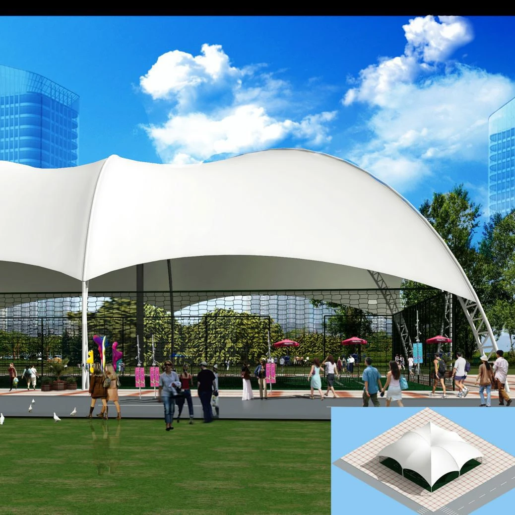 Tensile Membrane Structure Tennis Court Waterproof UV Resistant Fabric Canopy Roof