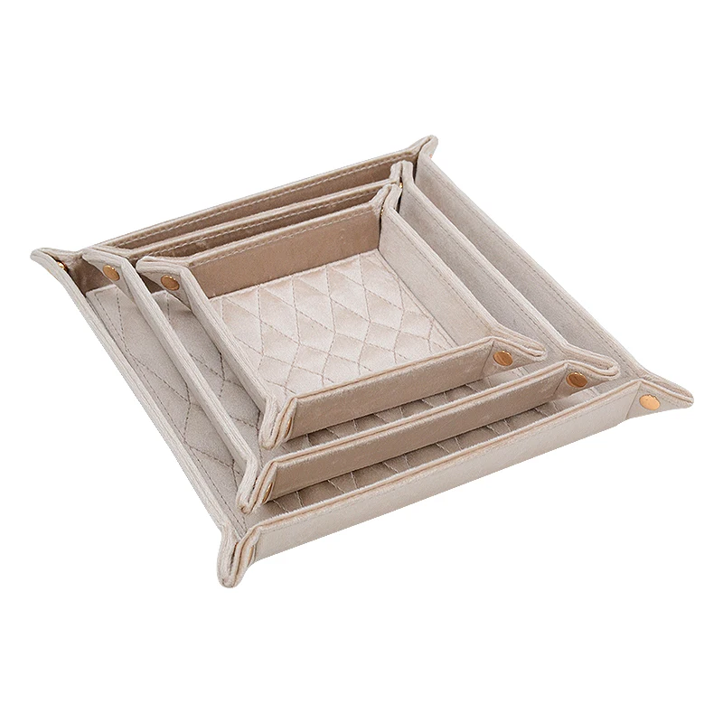 Custom LOGO Velvet Luxury Jewelry Display Tray For Storage Ring Bracelet Earring Necklace Organizer