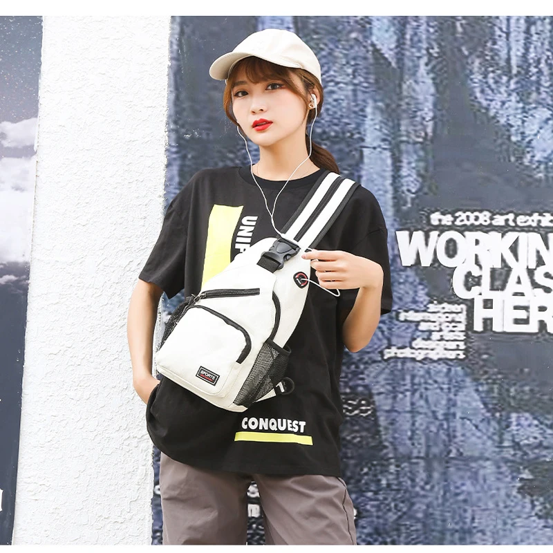 Fashion Waterproof Crossbody Sling Backpack with Earphone Hole Women Men Fashion Shoulder Chest Bag