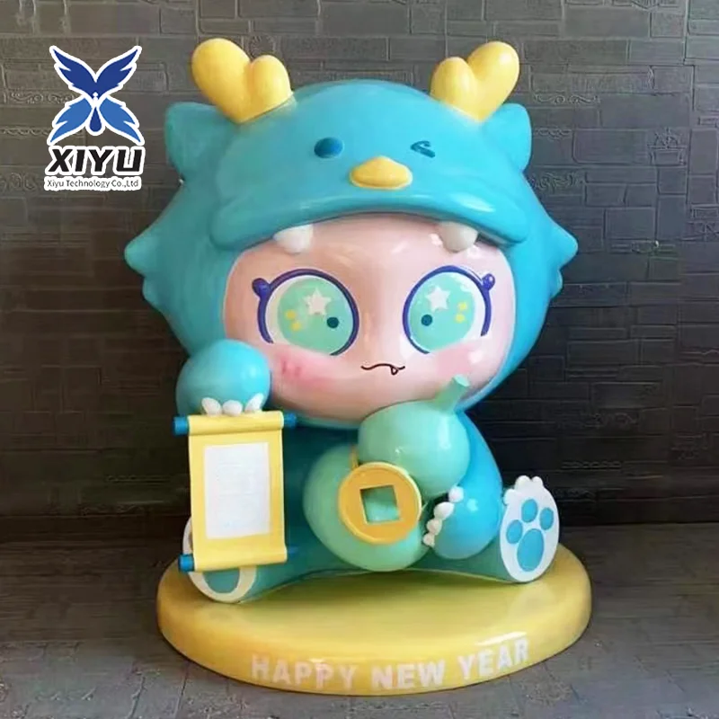 Cute Cartoon Characters New YearTheme Party decoration resin crafts fiberglass display piece