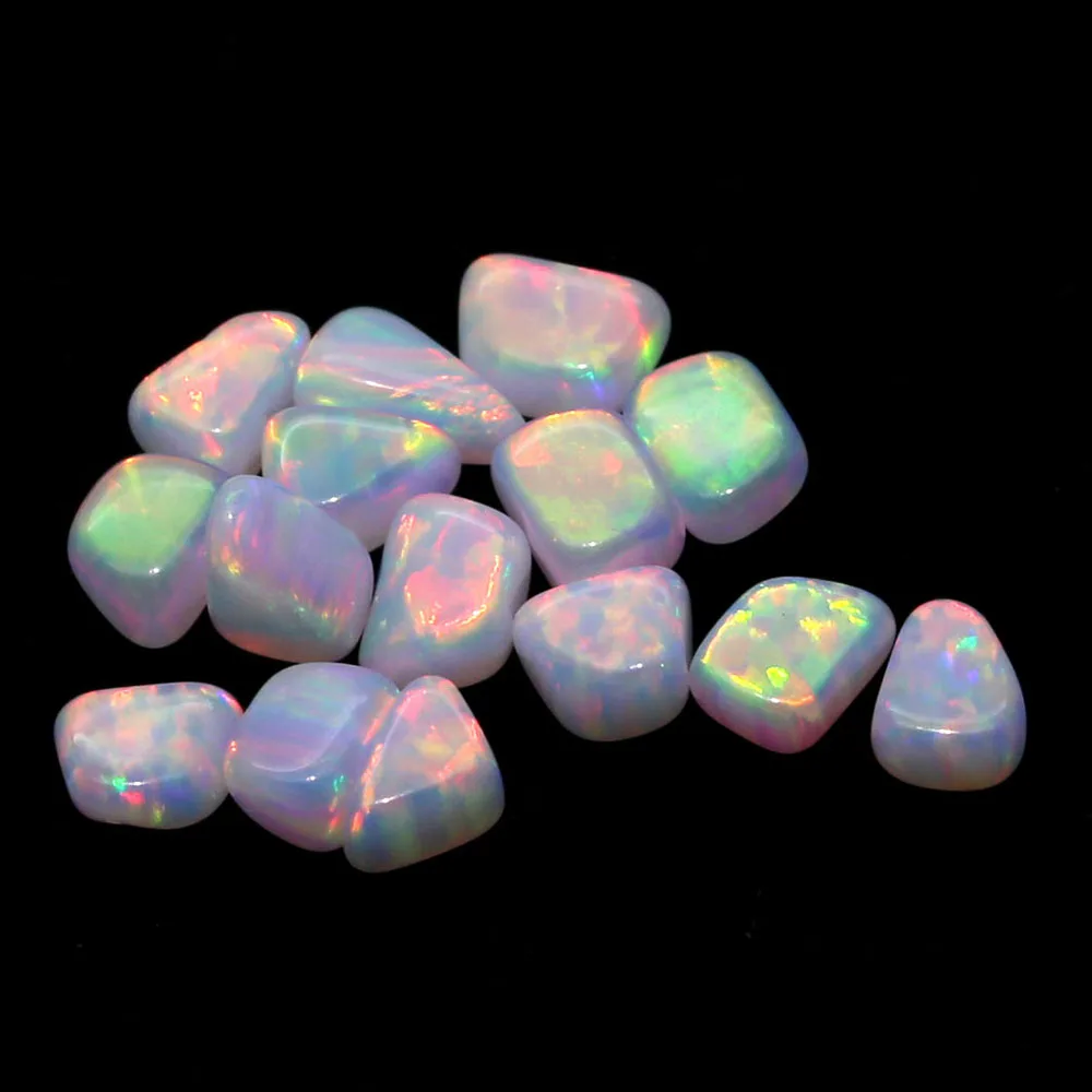 Japan Resin Free Galaxy Synthetic Loose Opal Stone Tumbled Red Fire Heat Resistant Gilson Opal Beads
