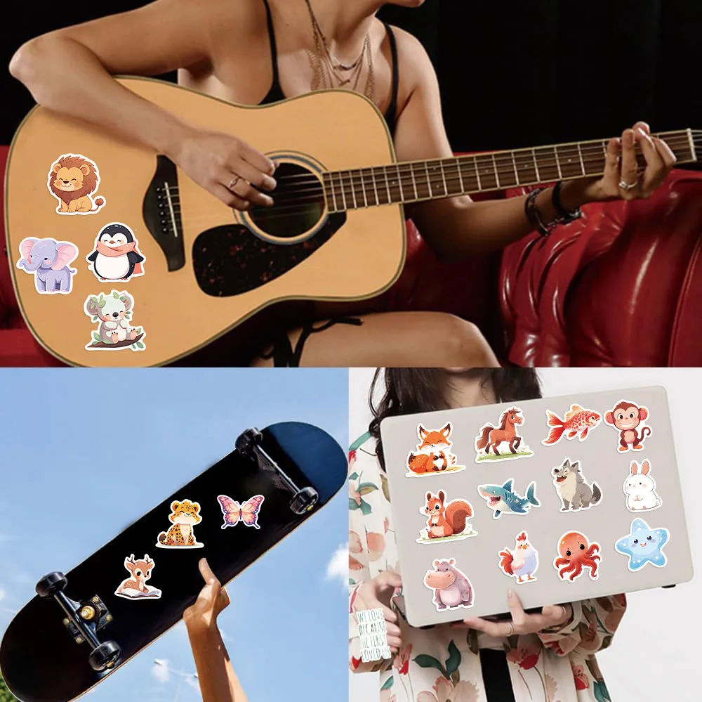 50pcs cartoon animal stickers cute rabbit panda vinyl stickers waterproof kawaii stickers for motorbike children