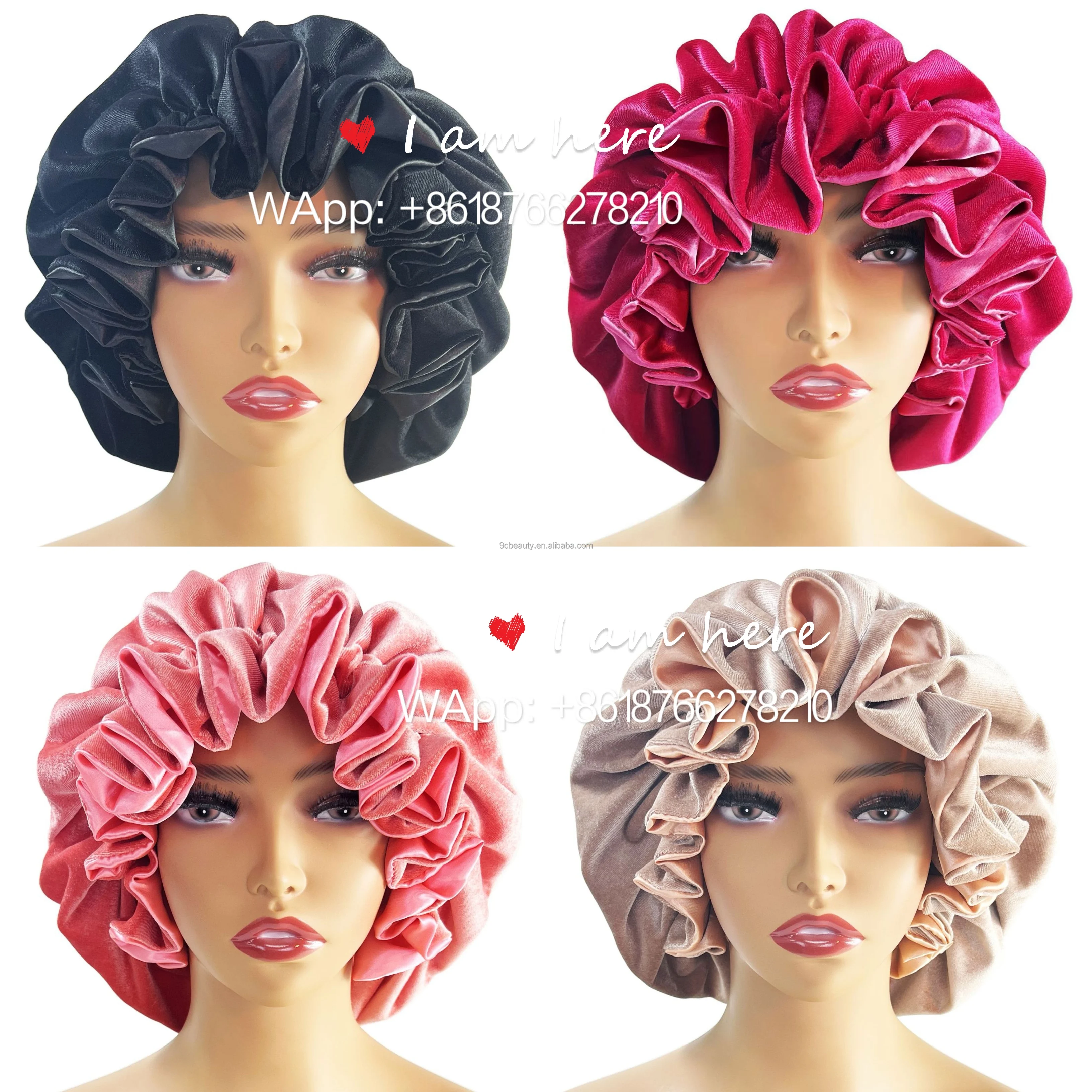 Latest autumn winter style wholesale reversible velvet bonnets with satin lining