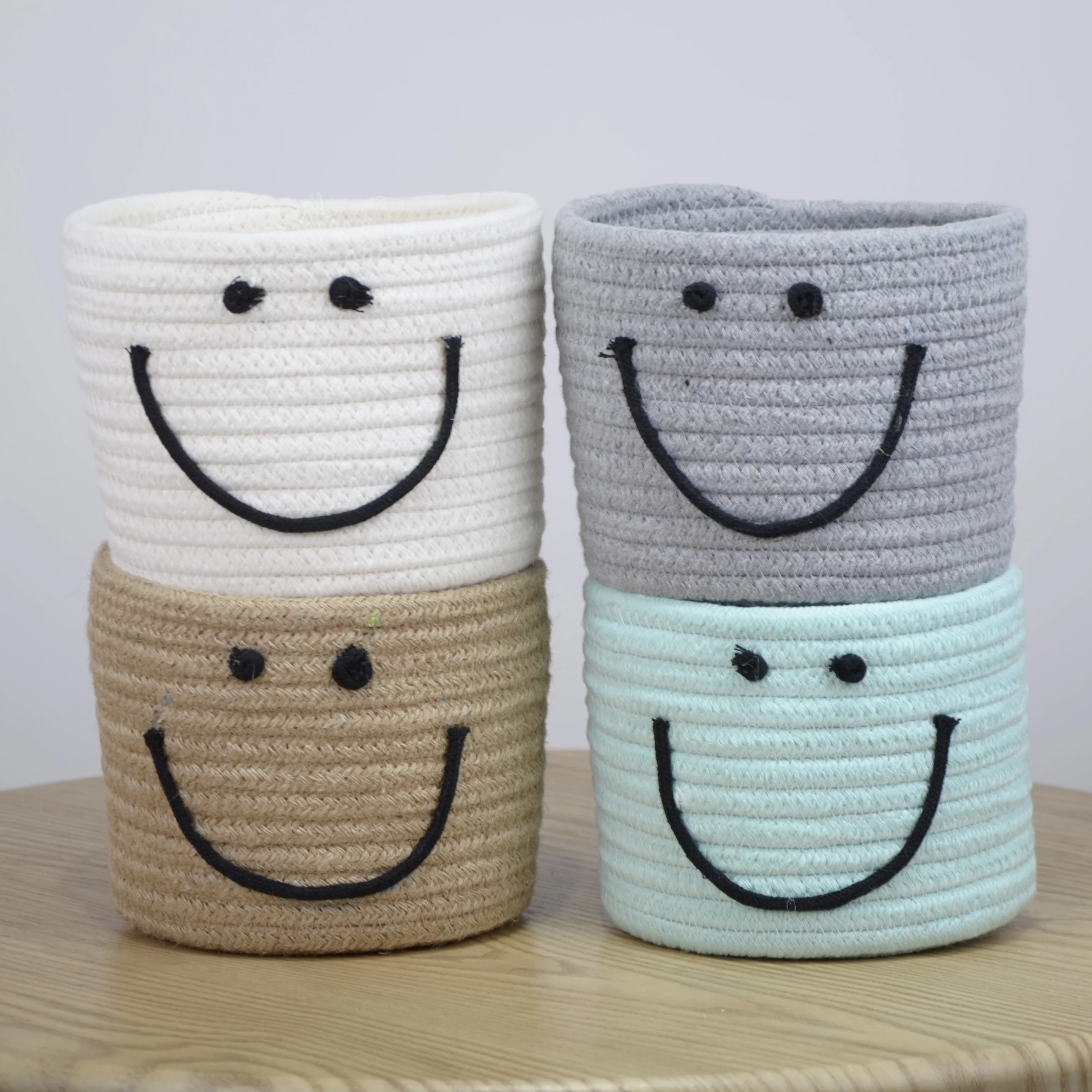 Small Mini Woven Baskets Round Cotton Rope Basket Little Storage Baskets for Organizing Bins Baby Toy Keys Snack Drawer Gifts