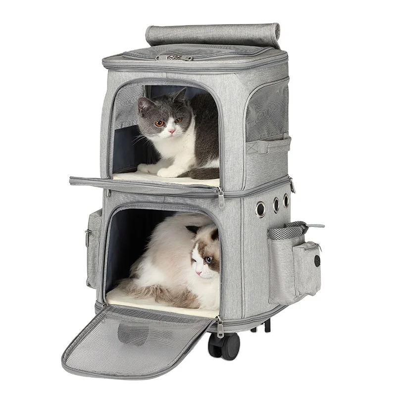 Wholesale  Modern Luxury Outdoor Pet Cage Big Collapsible Pet Carrier With Wheels Breathable Draw-Bar Box For Cats