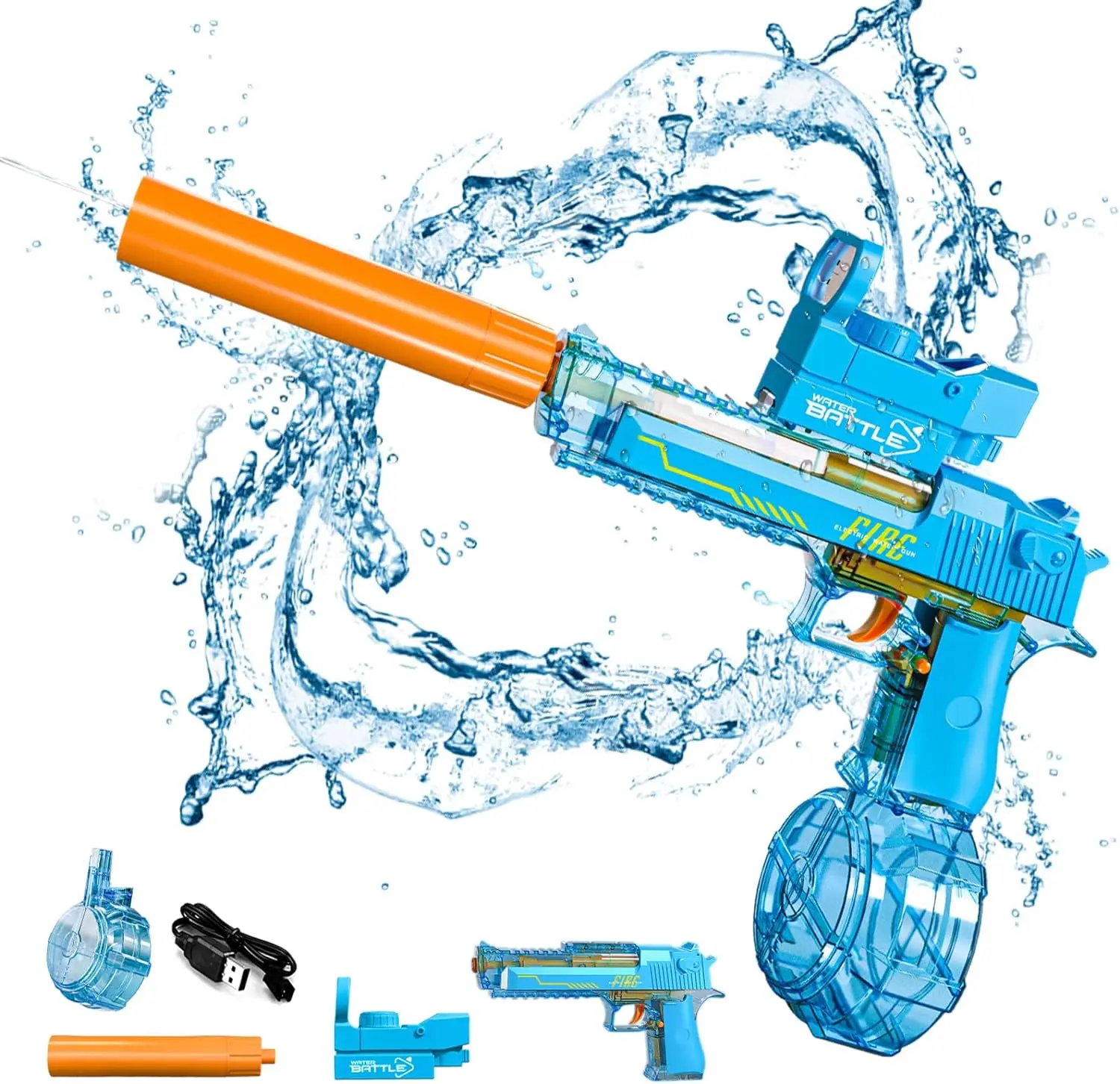 Powerful Automatic Water Ball Guns LED Lights Kids Summer Outdoor Party Gifts Electric Glock Pistol Plastic Electric Bubbles