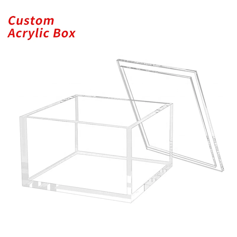 Custom Acrylic Box Clear Plexiglass Acrylic Display 5side Box With Lid/Sliding Lid  Card Booster Display Acrylic Box Case