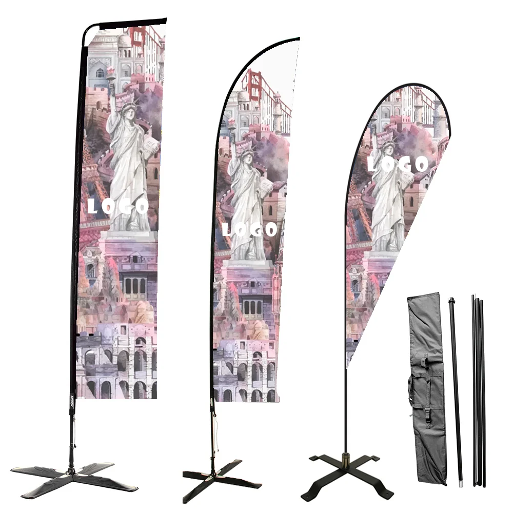 Wholesale Flying Beach Flag Banner Promotional Advertising Wind Outdoor Custom Feather Flags