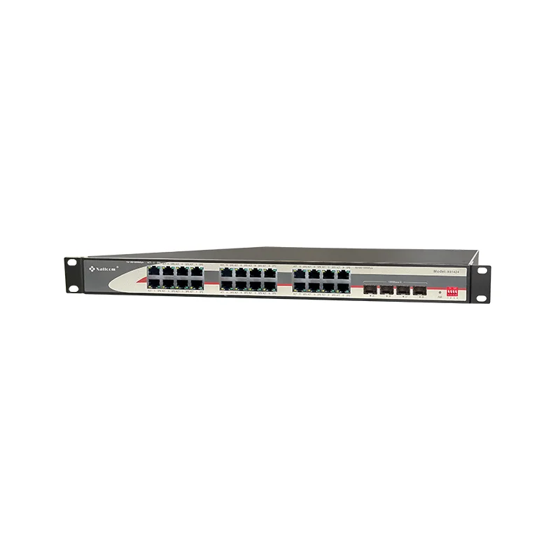 Неуправляемый 1000 м 24 порта Ethernet 4 оптоволоконных гигабитный промышленный сетевой коммутатор IP40 монтируемый в стойку