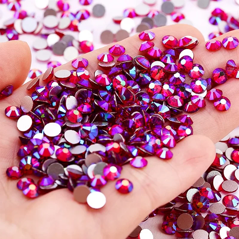 Qiao Wholesale Rhinestone Glass Material Plated AB Color SS3-SS30 Size For Clothing Decoration