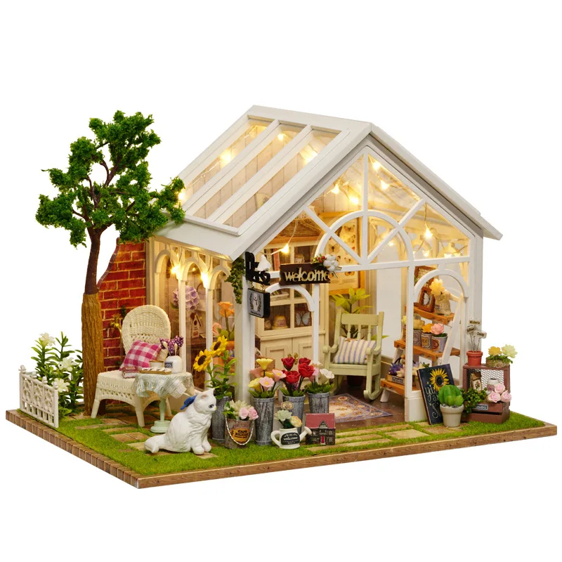 New DIY Wooden Dollhouse Handmade Miniatures 1:12 Doll House Furniture Toys Birthday Gift For Children