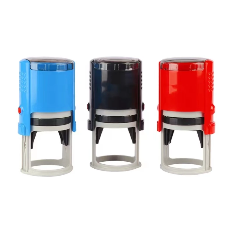 Free sample Factory directly sell custom logo round 42mm office used self inking rubber laser stamp.