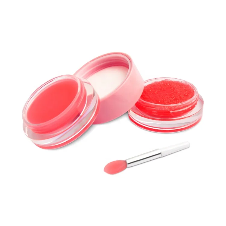 Luxury Korean Fruit Lip Balm Lip Scrub Private Label Pink Lip Scrub And Brush With Balm
