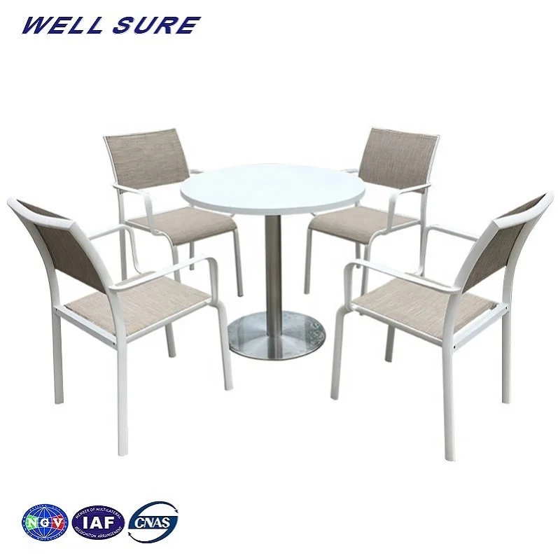 Cheap best selling new style modern home dining room outdoor metal furniture sets aluminum 4 chair and table set