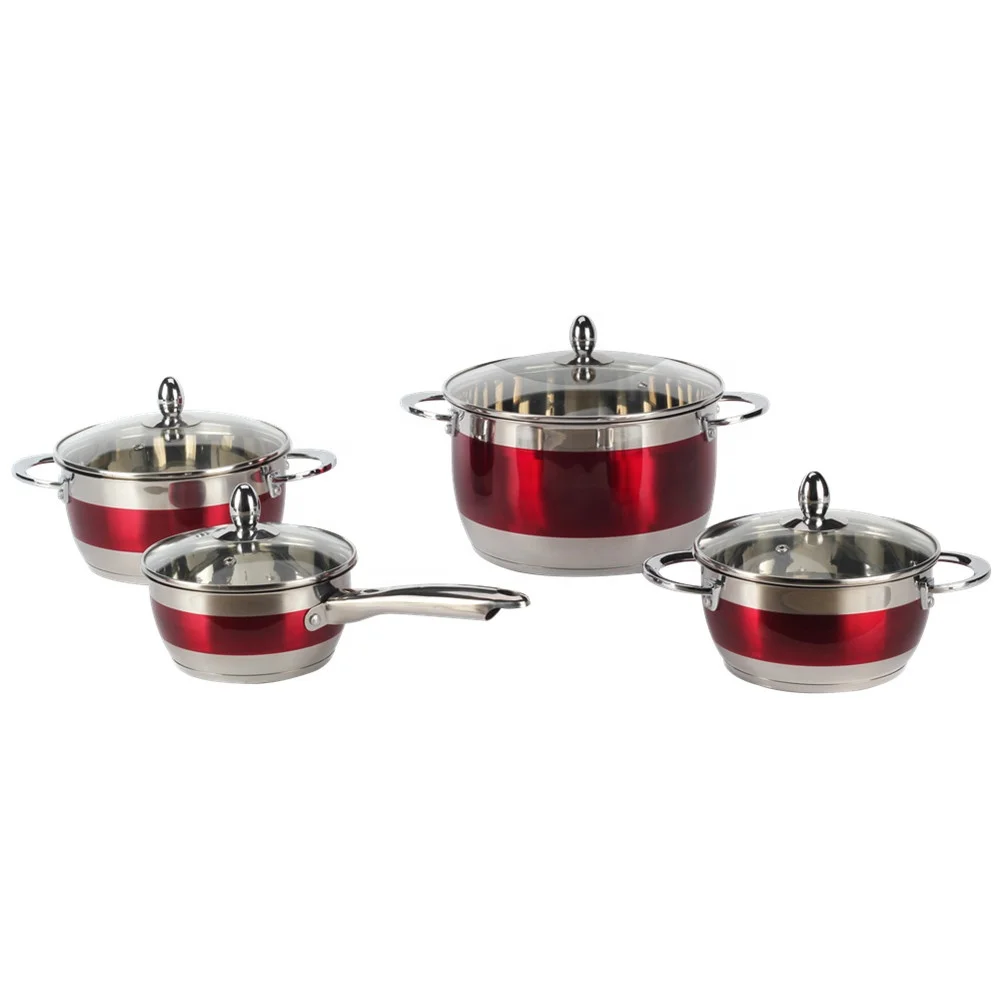 Pot with Lids, Saucepan and Casserole, 8-Piece Stainless Steel Induction Cookware Set